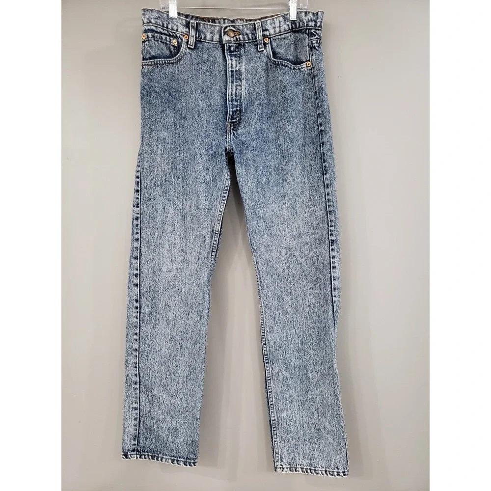 Vintage Levis 505 Jeans Mens 36x32 Blue Acid Wash Made USA Denim 90s Regular Fit